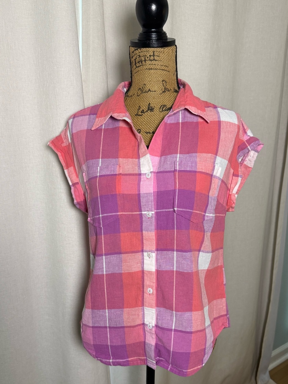 KUT from the Kloth Pink Plaid Button-Up